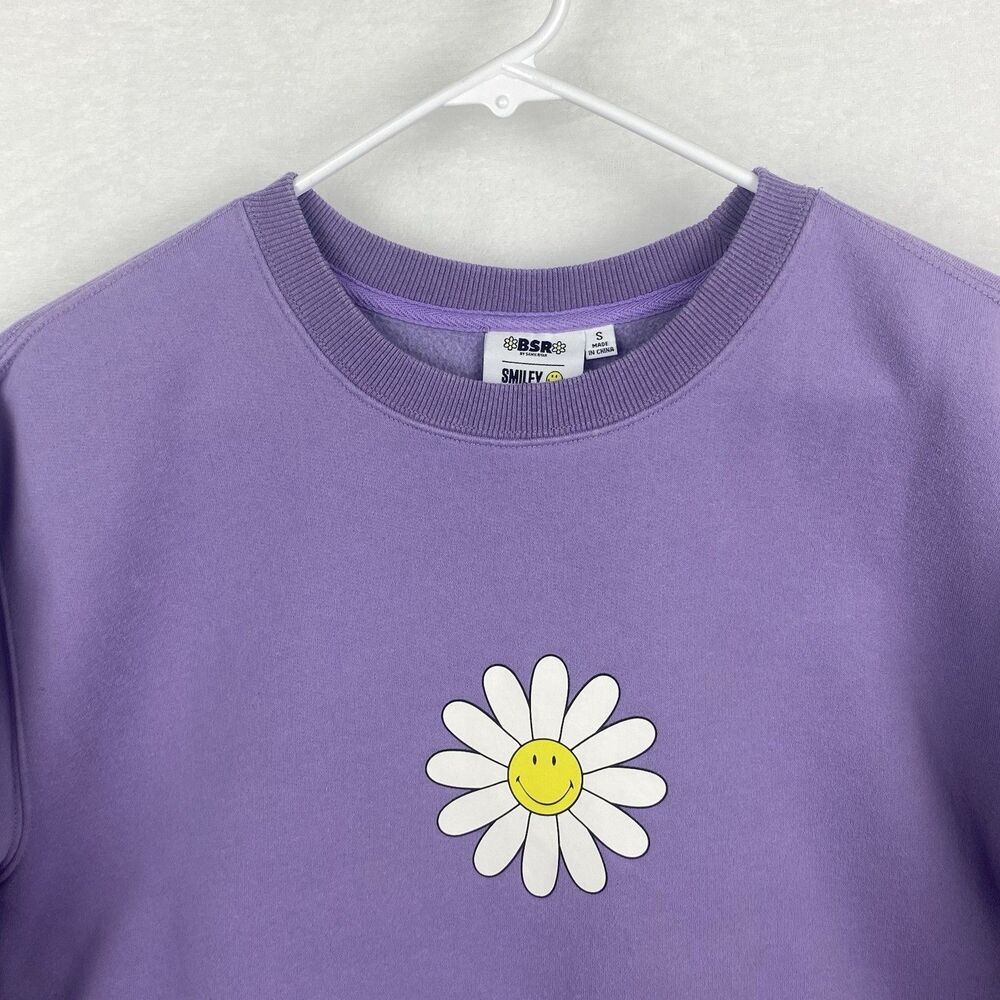 BSR By Samii Ryan Smiley Overthinking Graphic Sweatshirt Womens Small Purple - Picture 3 of 10